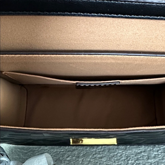 Fendi Inspired Black Shoulder Bag with Gold Accents - Picture 10 of 12